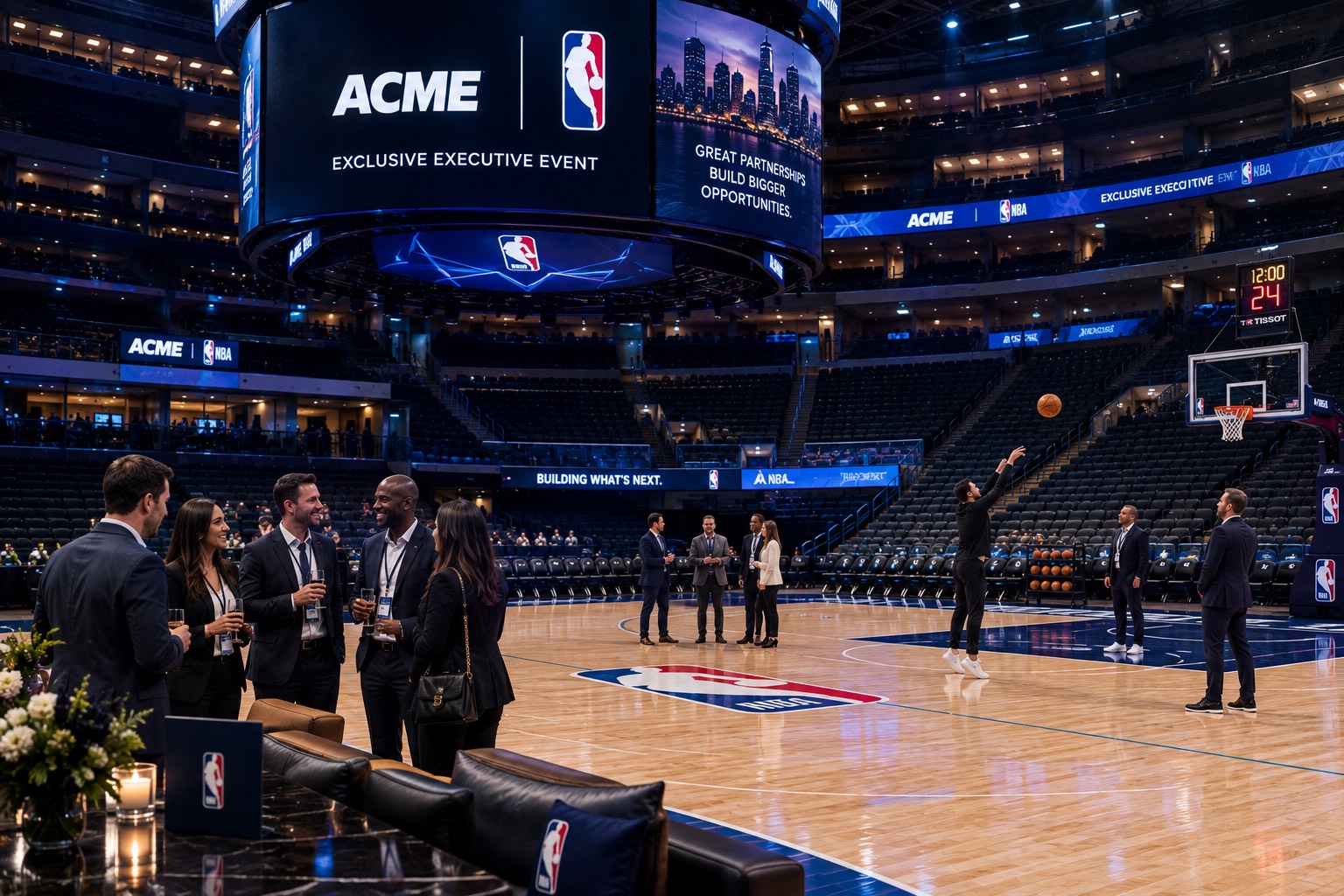 A private event on the arena floor on a night with no game