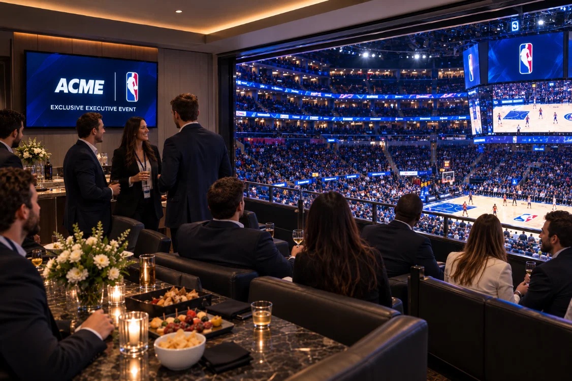 A private suite set for hosting clients during a game